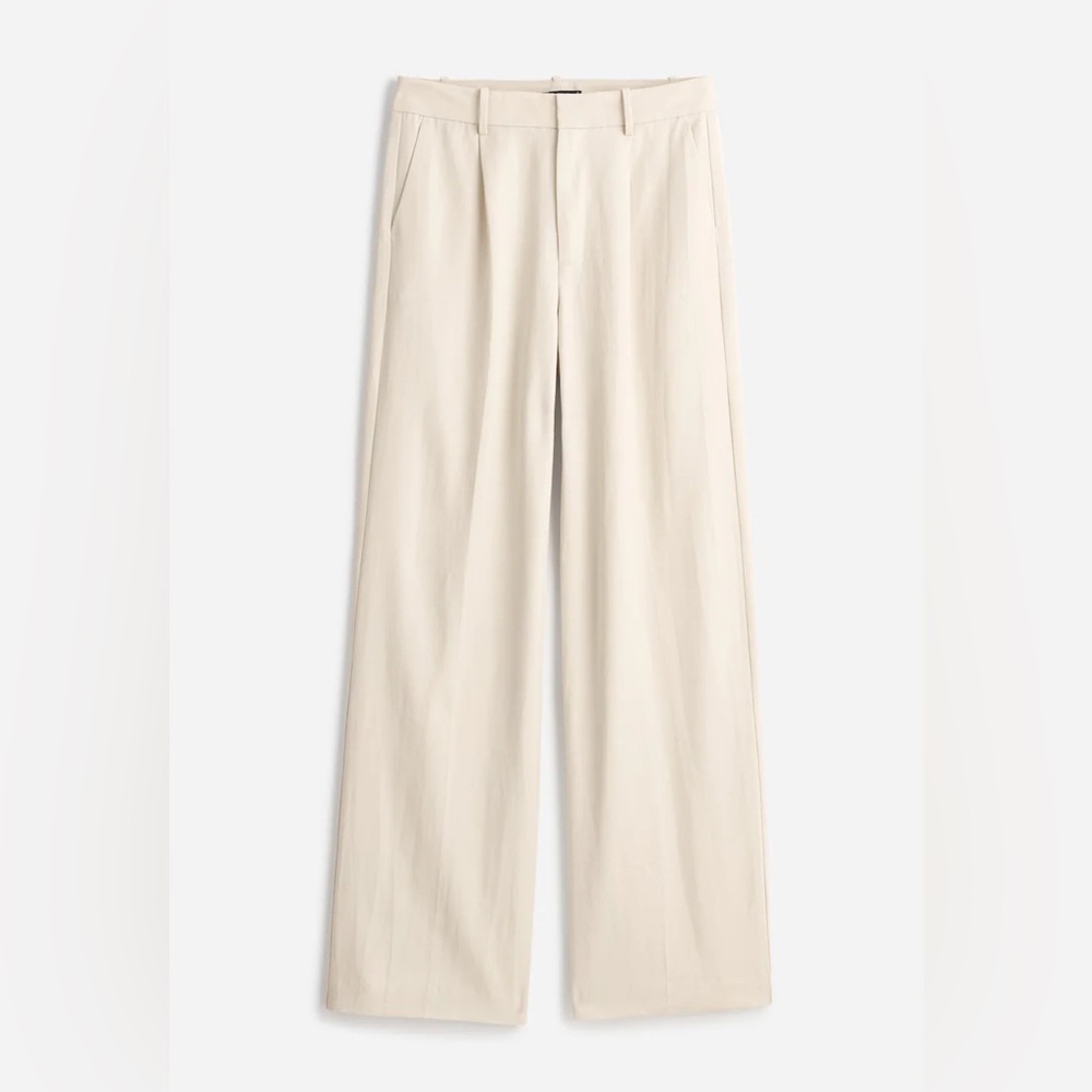 NWT Madewell The Slouchy Straight Wide Leg Pant Beige Off White Size 4
